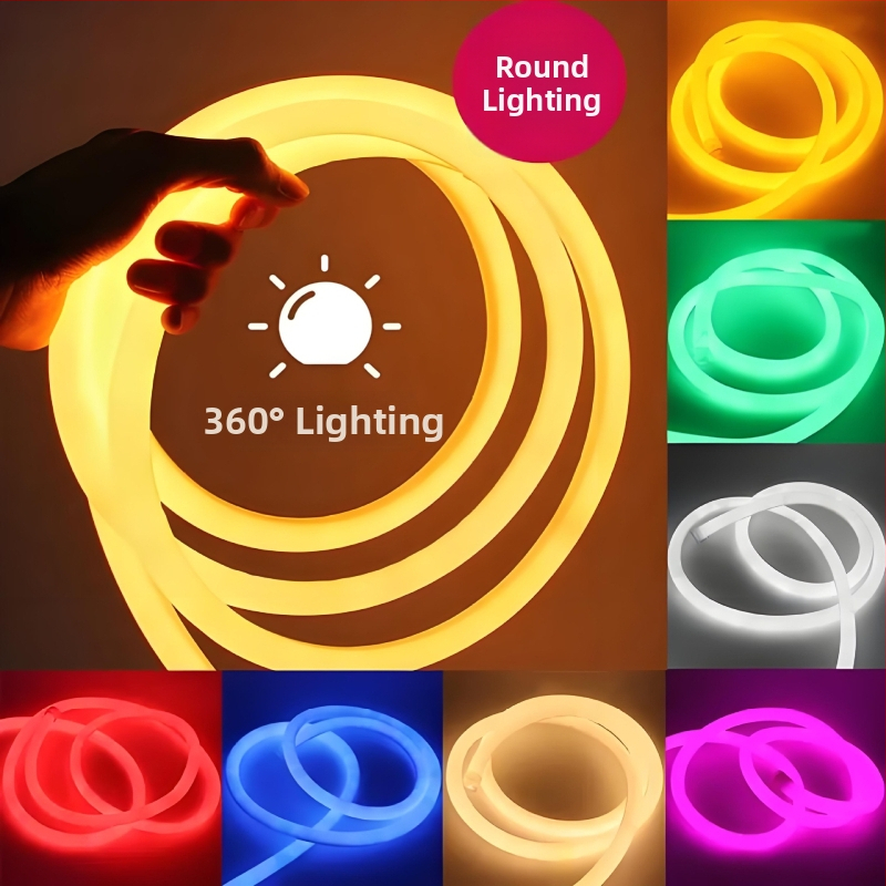 220V LED лента с висока яркост, 360° кръгла, гъвкава, външна водоустойчива декоративна подсветка за инженерни обекти