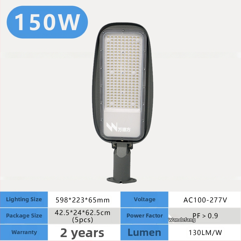 DOB γραμμικός LED φωτιστής δρόμου κεφαλή 200W, εξωτερικός φωτισμός υψηλής ισχύος, 13000 lm, 6000–6500K, IP65, γωνία δέσμης 120°, αλουμινένιο περίβλημα