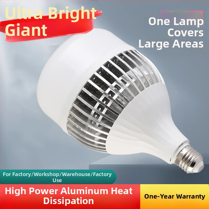 LED žiarovka s hliníkovými rebrami, vysoký výkon, pätica E27, energeticky úsporné priemyselné osvetlenie pre továrne a sklady