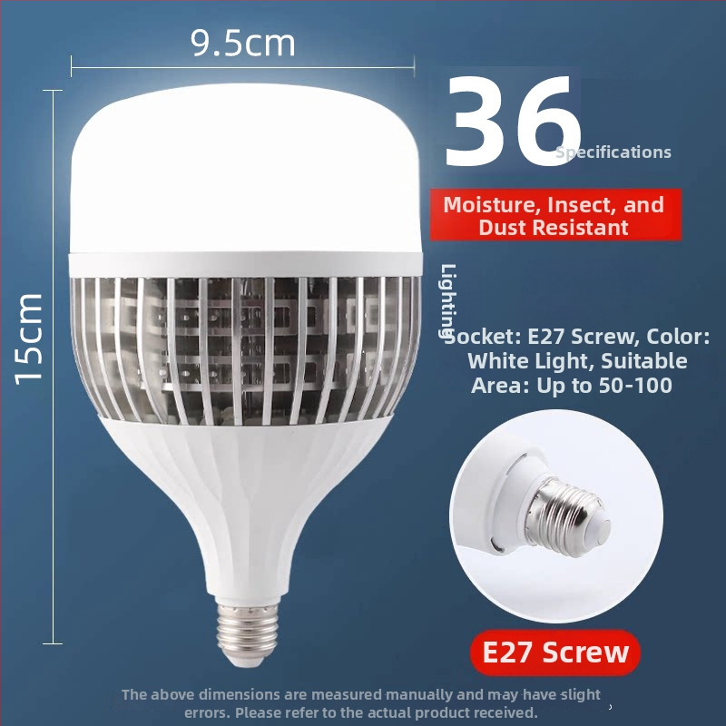 LED žiarovka s hliníkovými rebrami, vysoký výkon, pätica E27, energeticky úsporné priemyselné osvetlenie pre továrne a sklady