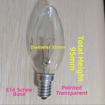 Malá žiarovka E14 v tvare sviečky, teplé žlté svetlo, 15W/25W/40W/60W, nestmievateľná, telo z hliníkovej zliatiny, domáci krištáľový luster