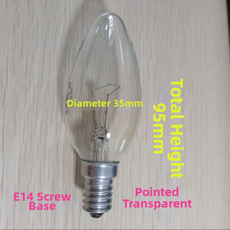 Malá žiarovka E14 v tvare sviečky, teplé žlté svetlo, 15W/25W/40W/60W, nestmievateľná, telo z hliníkovej zliatiny, domáci krištáľový luster