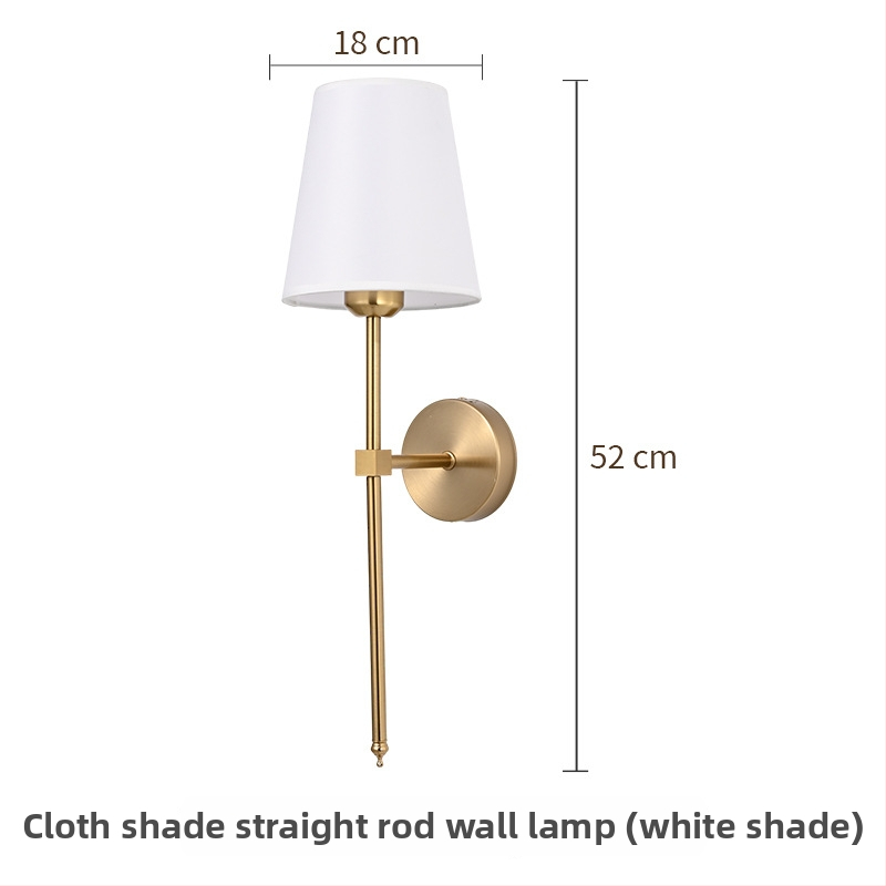 Nástenná lampa s rovnou tyčou potiahnutá látkou, dekoratívne osvetlenie do vstupnej haly, spálne a obývačky, krémová povrchová úprava.