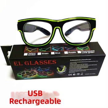 Nabíjateľné EL okuliare s USB rozhraním a bezdrôtovou lítiovou batériou pre párty atmosféru