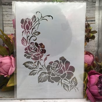 1Oc Šablona za slikanje ugla s ružom — ponovno upotrebljivi PET kalup za rezanje DIY