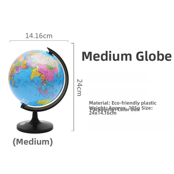 Stredný glóbus pre študentov, HD dekorácia na stôl pre výučbu geografie
