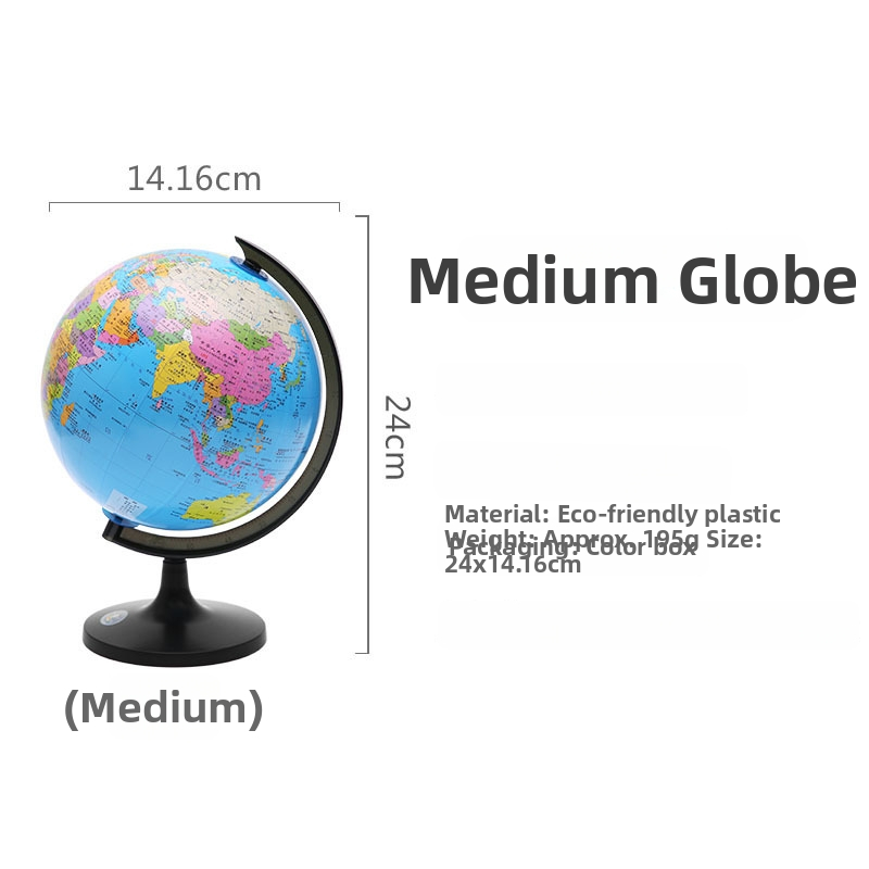 Stredný glóbus pre študentov, HD dekorácia na stôl pre výučbu geografie