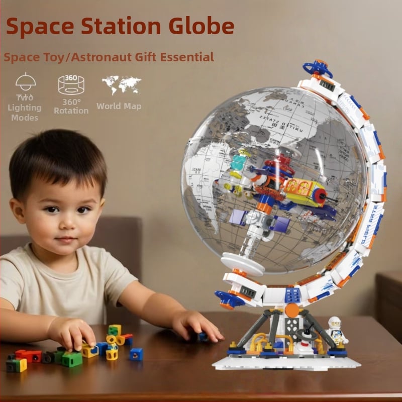 Kompatibilno s LEGO blokovima — globus iz svemirske serije, ručno sastavljeni stoni model, poklon za rođendan dječacima.