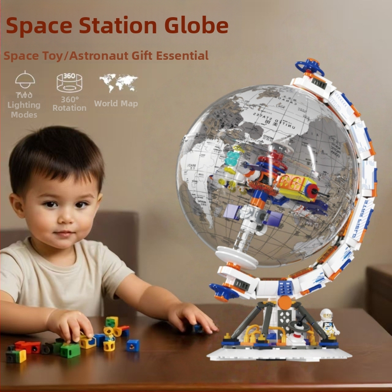 Kompatibilno s LEGO blokovima — globus iz svemirske serije, ručno sastavljeni stoni model, poklon za rođendan dječacima.