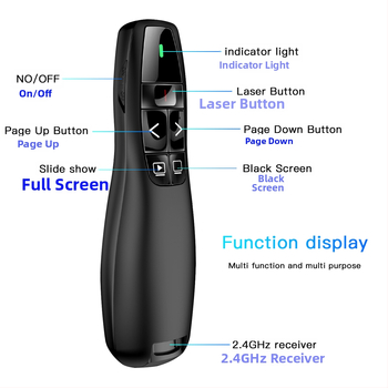 Pero Seewo na otáčanie stránok pre učiteľov, prezentačné pero PPT, multifunkčné s laserovým ukazovátkom, prehrávanie na celej/čiernej obrazovke, myš Air Mouse, zelené LED diódy