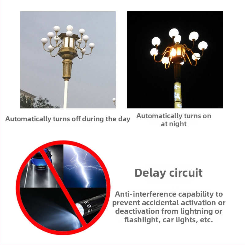 Vonkajšia pouličná lampa 220V so senzorom svetla a inteligentným automatickým ovládaním svetla