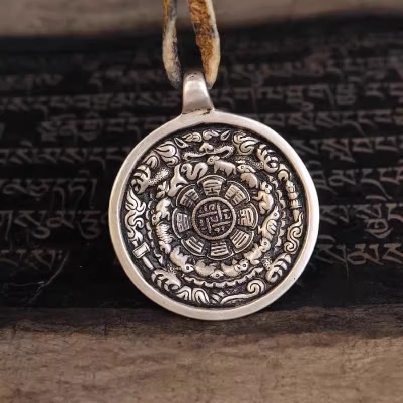 Tibetanski stil, ručno izrađeni bakreni privezak za struk s motivom lotosa, simbolom škorpiona i dizajnom Bagua devet palata