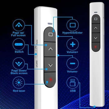 Stilou laser pentru derularea paginilor, telecomandă PPT reîncărcabilă, multifuncțional