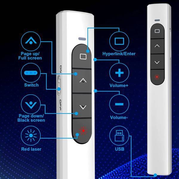 Stilou laser pentru derularea paginilor, telecomandă PPT reîncărcabilă, multifuncțional