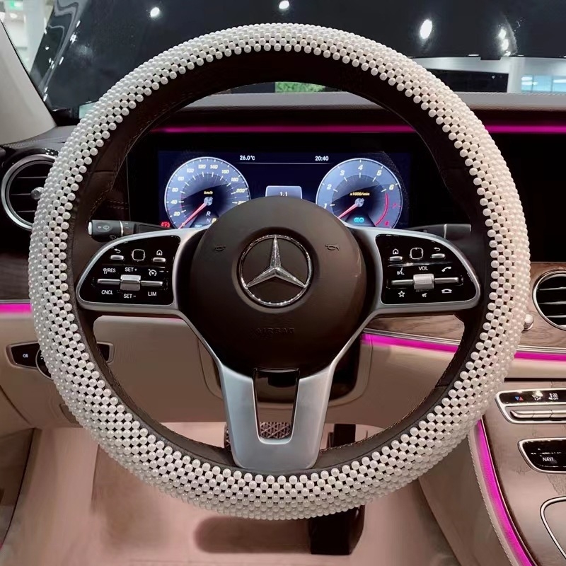 Perlasta jastučnica za automobil, prozračna ljeti, univerzalna za sve sezone, ručno pletena od perli, protuklizni jastučić za volan