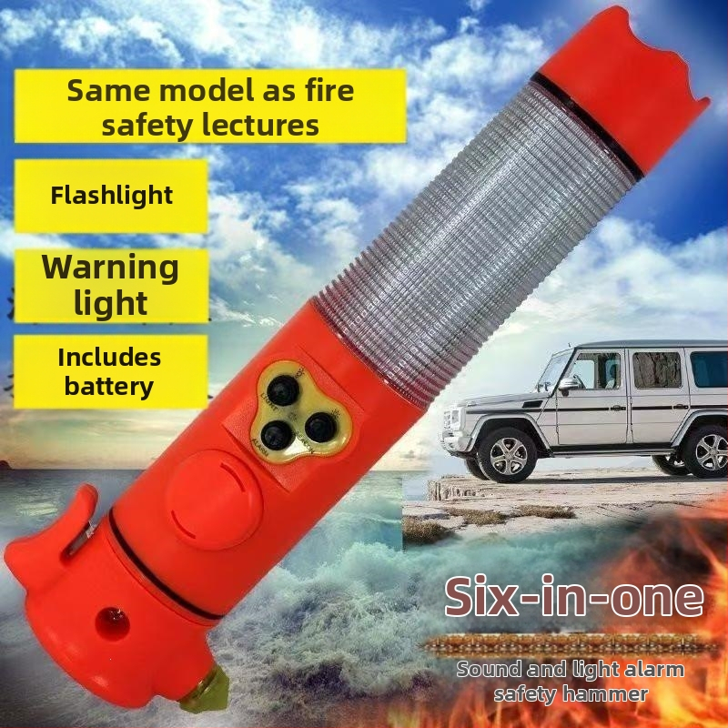 Šesť-v-jednom bezpečnostné kladivo so svietidlom a autoalarmom na záchranu života