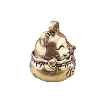 Figurină Maneki-neko din alamă, pisicuță drăguță, ornament pentru birou, decor retro pentru casă