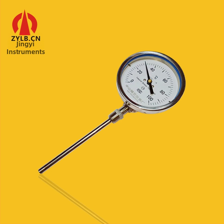 WSS-483 Bimetalový teplomer z nehrdzavejúcej ocele 304, axiálny a radiálny teplomer, 100 °C, DN15