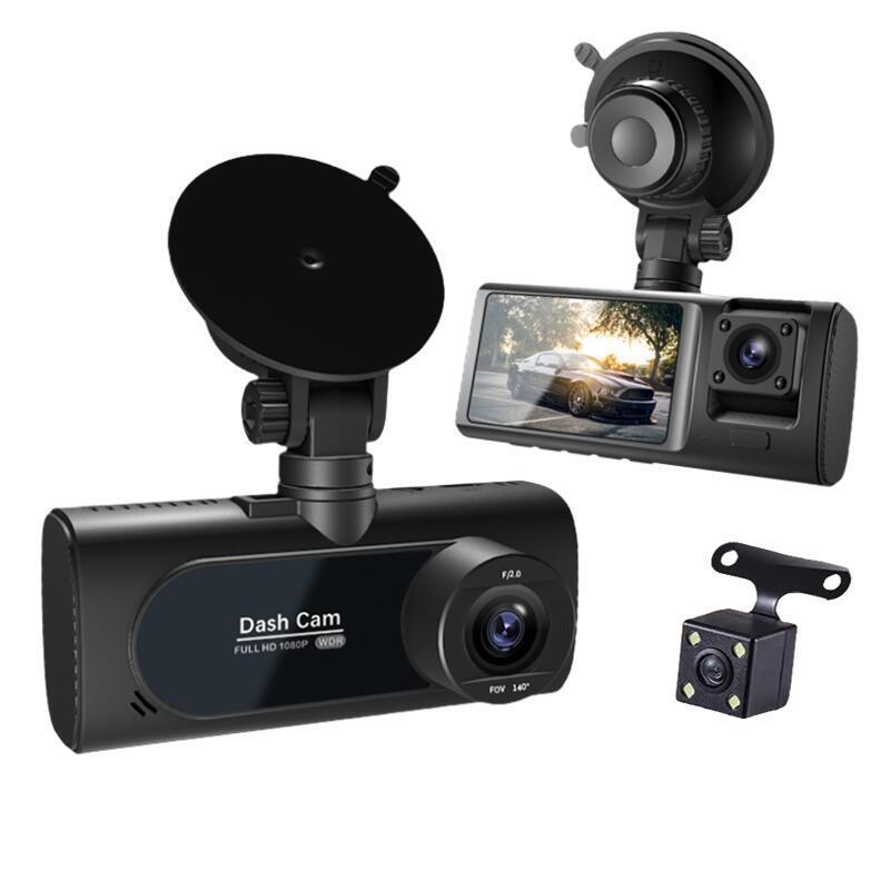 V20 dash cam με τρεις φακούς, 1080p νυχτερινή όραση, Wi‑Fi, εμπρός-και-πίσω καταγραφή, αντίστροφη προβολή