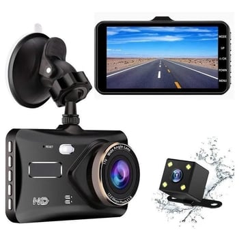 CM-2 Dash Cam με οθόνη αφής 4 ιντσών, 1080p, διπλός φακός εμπρός-πίσω, εγγραφή και ανάστροφη προβολή