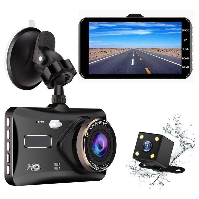 CM-2 Dash Cam με οθόνη αφής 4 ιντσών, 1080p, διπλός φακός εμπρός-πίσω, εγγραφή και ανάστροφη προβολή