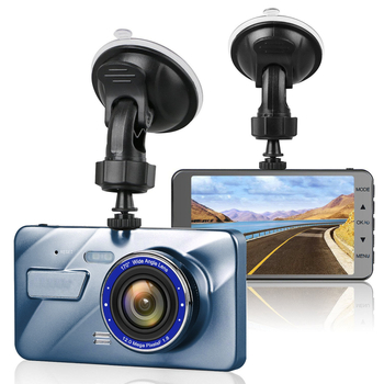 Dash cam HD με διπλό φακό, οθόνη γυαλιού 2.5D, κρυφό DVR 4 ιντσών με εικόνα παρκαρίσματος