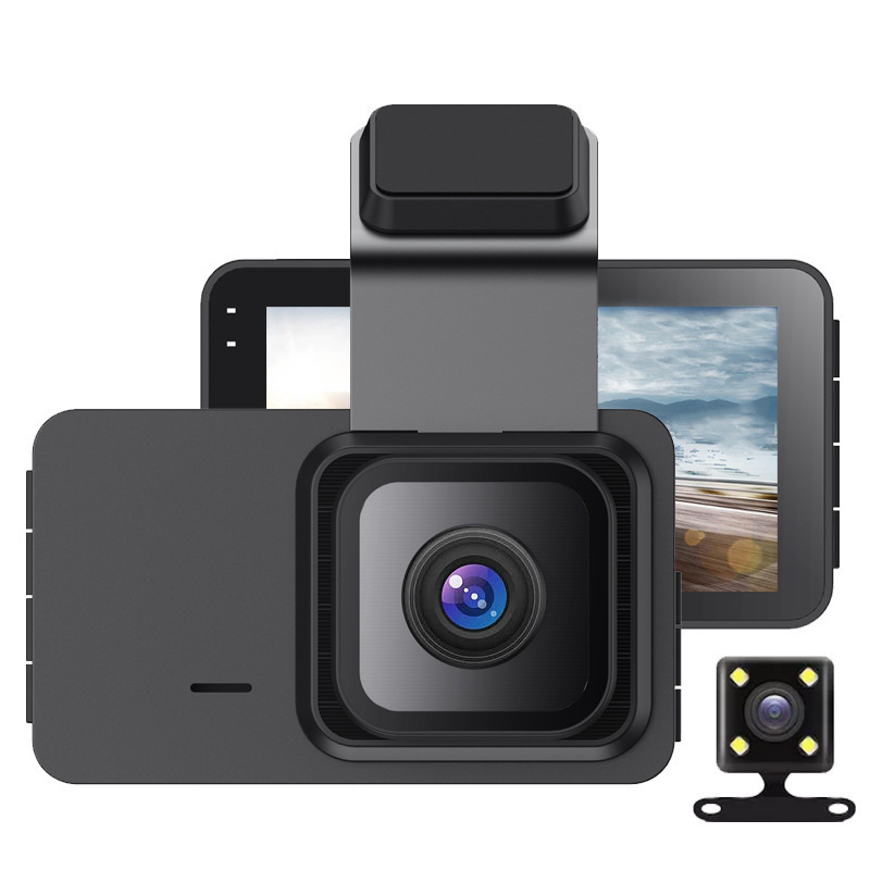 3,0-inčna dash kamera s dvostrukim objektivom, prednja i stražnja snimka u 1080p, slika za parkiranje, Wi‑Fi, 170°, F2.0, LCD 3,0