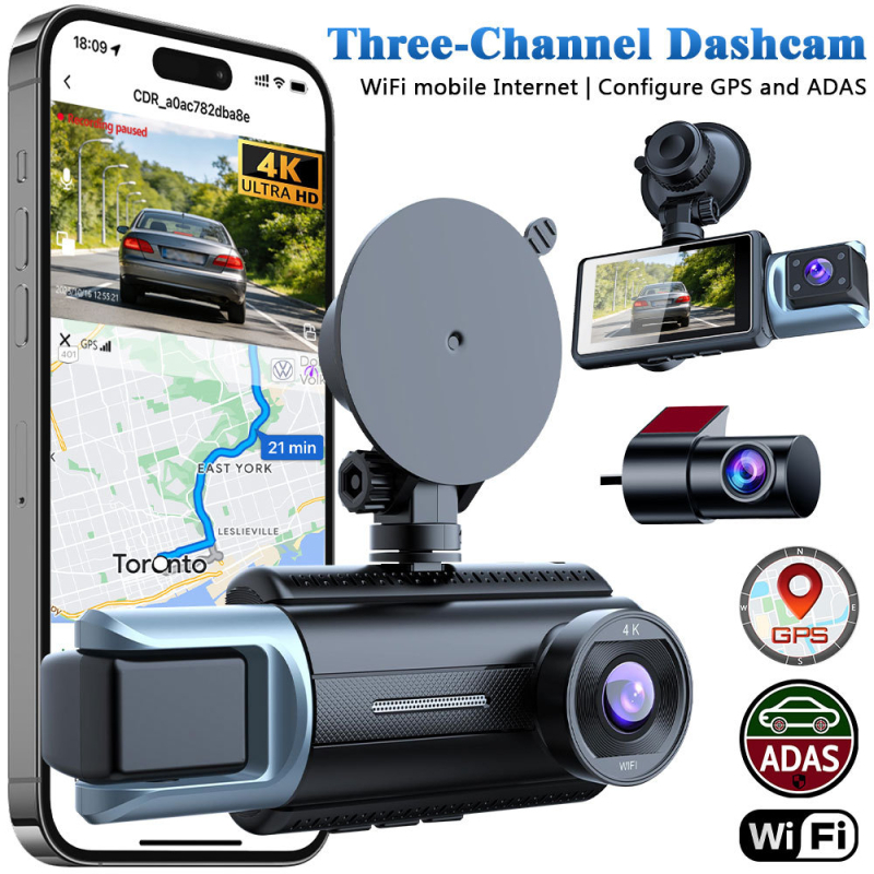 4K+ADAS auto kamera sa 3 leće (prednja i stražnja) i panoramskim noćnim vidom unutar vozila