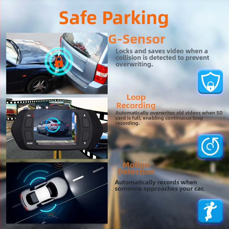 Dash Cam με διπλό φακό, εμπρός και πίσω κάμερα, 1080p, νυχτερινή όραση, 140° ευρυγώνιο, εικόνα οπισθοπορείας