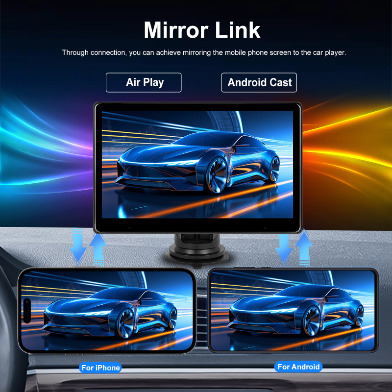 Οθόνη πλοήγησης αυτοκινήτου CarPlay 10,1 ιντσών για κεντρική κονσόλα με HD κάμερα οπισθοπορείας