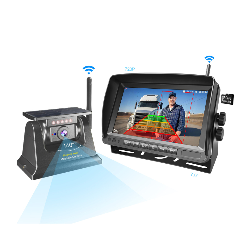 7 ιντσών ασύρματη WiFi HD κάμερα οπισθοπορείας με μαγνητική στερέωση και σύστημα πλοήγησης αυτοκινήτου