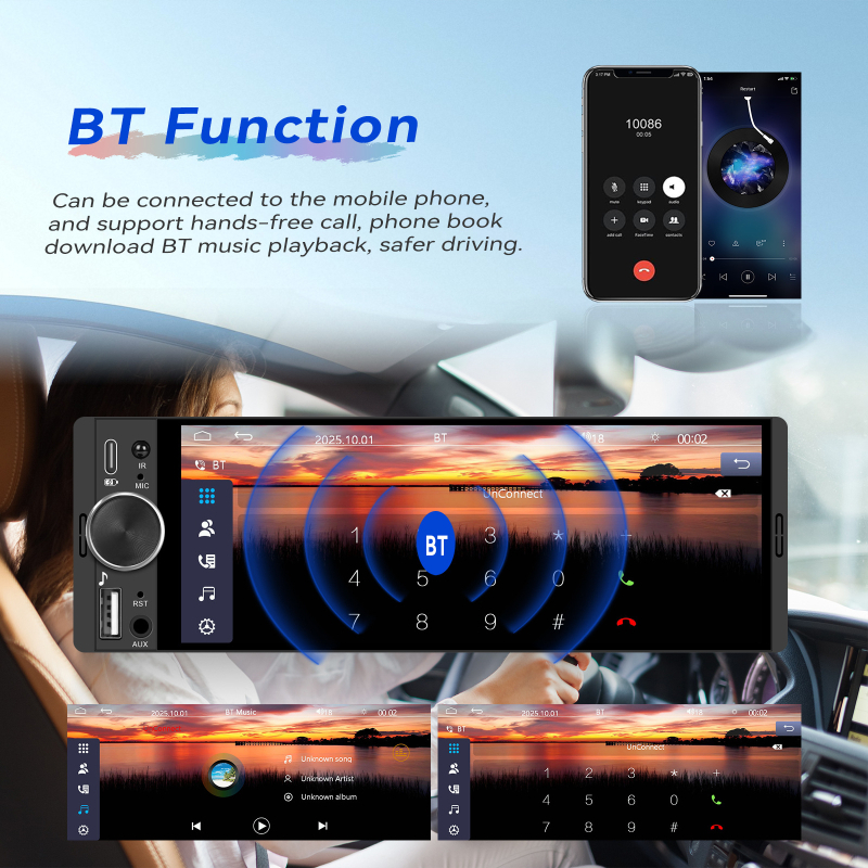 6,28-inčni MP5 player za automobil s bežičnim CarPlayom, Android Auto, Bluetoothom i navigacijskim zaslonom