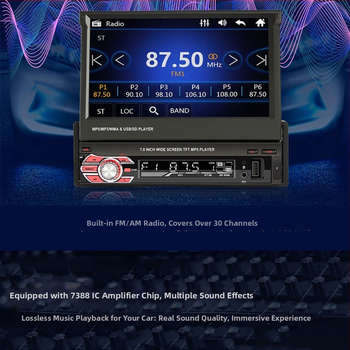 Univerzálny 7-palcový teleskopický MP5 prehrávač do auta s GPS navigáciou, USB slotom, rádiom a Bluetooth 9601