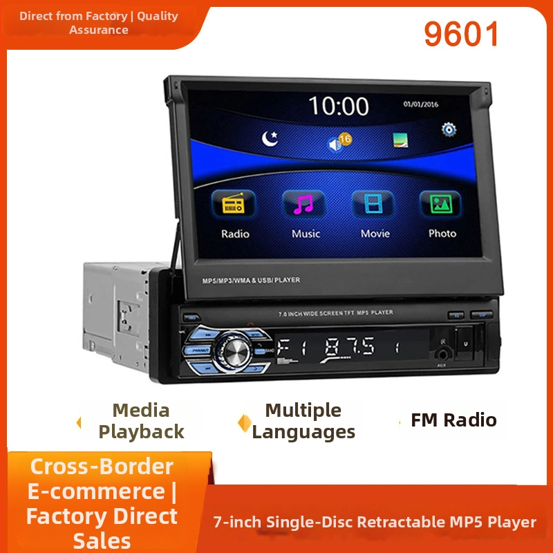 Univerzálny 7-palcový teleskopický MP5 prehrávač do auta s GPS navigáciou, USB slotom, rádiom a Bluetooth 9601