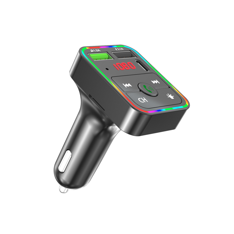 Αυτοκινητικό Bluetooth MP3 player με FM μετατροπέα και φως ατμόσφαιρας, 3.1A διπλό USB γρήγορη φόρτιση, δέκτης hands-free για κλήσεις