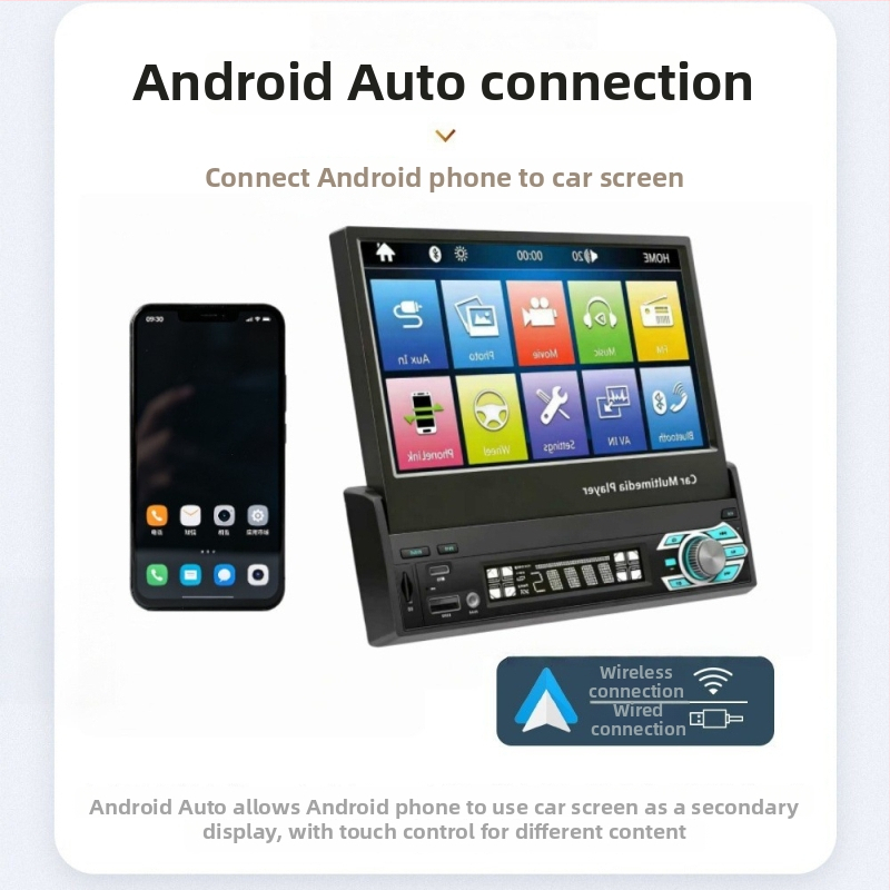7-inčni CarPlay MP5 player za automobil, električno izvučivi, univerzalni MP3 kartica, radio i audio sustav, s prioritetom retrovizora
