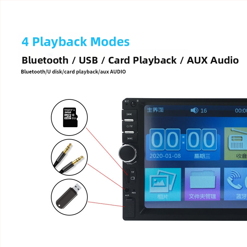 7-palcový multimediálny prehrávač do auta CarPlay s Android Auto MP5, Bluetooth a slotom pre SD kartu