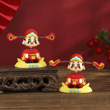 Ornament ceramic cu Dumnezeu al Bogăției pentru mașină și birou, stil desen animat, figură de prosperitate