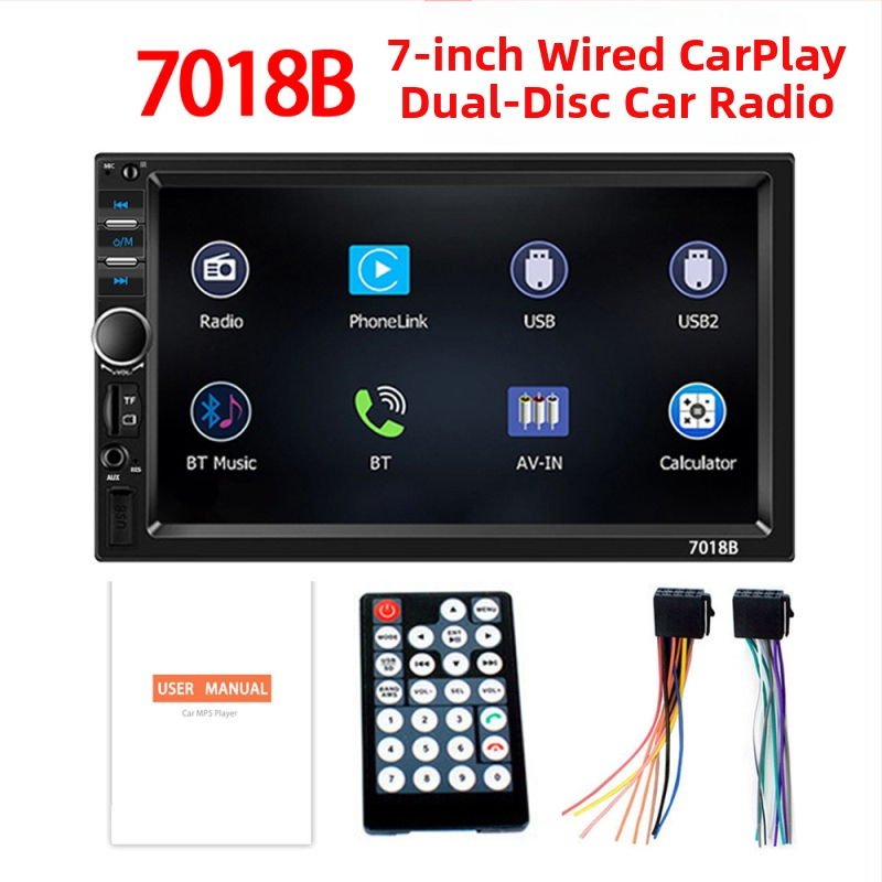 7-palcová obrazovka CarPlay 7018B s káblovou navigáciou a cúvacím zobrazovaním, prehrávač MP5 s rozhraním Bluetooth
