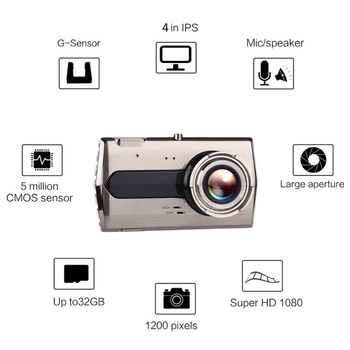 4 ιντσών IPS dash cam από κράμα ψευδάργύρου, με εμπρός και πίσω διπλό φακό, HD νυχτερινή όραση, εικόνα αντίστροφης προβολής