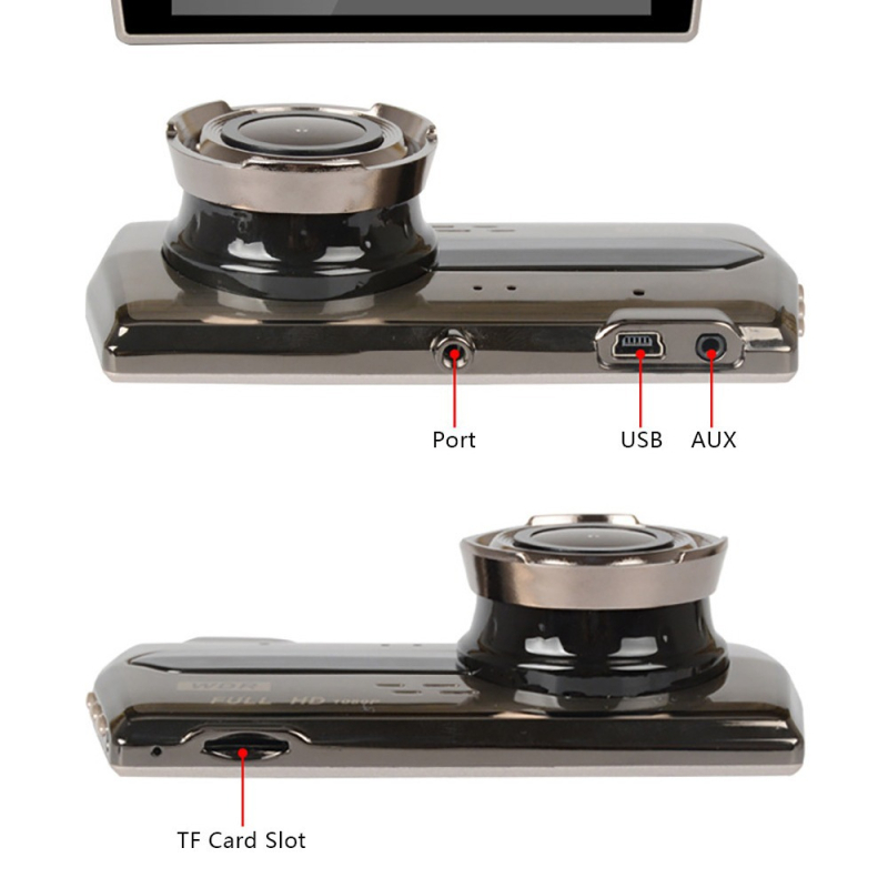 4 ιντσών IPS dash cam από κράμα ψευδάργύρου, με εμπρός και πίσω διπλό φακό, HD νυχτερινή όραση, εικόνα αντίστροφης προβολής