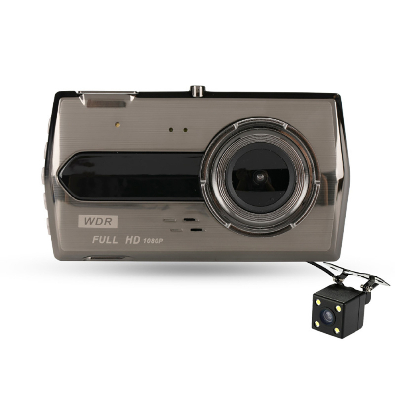 4 ιντσών IPS dash cam από κράμα ψευδάργύρου, με εμπρός και πίσω διπλό φακό, HD νυχτερινή όραση, εικόνα αντίστροφης προβολής
