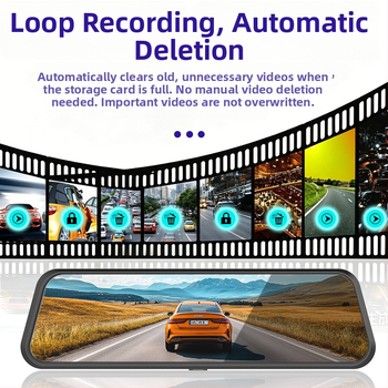 Y360° Πανοραμική 10 ιντσών 4K dash cam με CarPlay και προβολή οθόνης, εμπρός και πίσω διπλή καταγραφή