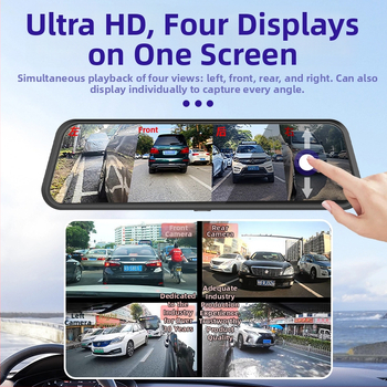 Y360° Πανοραμική 10 ιντσών 4K dash cam με CarPlay και προβολή οθόνης, εμπρός και πίσω διπλή καταγραφή