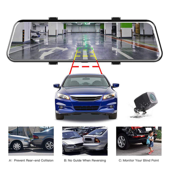 Dash cam με μεγάλη οθόνη 10 ιντσών, Wi‑Fi, διπλή καταγραφή μπροστά και πίσω, HD εικόνα με αντίστροφη προβολή