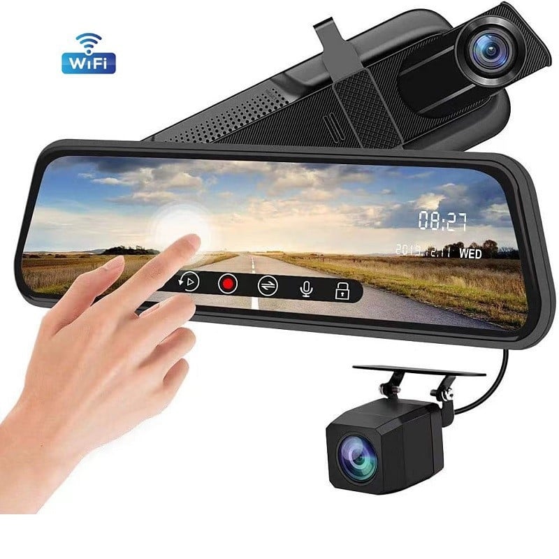 Dash cam με μεγάλη οθόνη 10 ιντσών, Wi‑Fi, διπλή καταγραφή μπροστά και πίσω, HD εικόνα με αντίστροφη προβολή