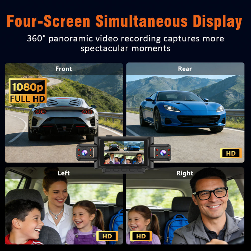 Τετρακαναλική dash cam 1080p με νυχτερινή όραση και Wi-Fi