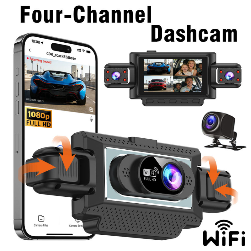 Τετρακαναλική dash cam 1080p με νυχτερινή όραση και Wi-Fi
