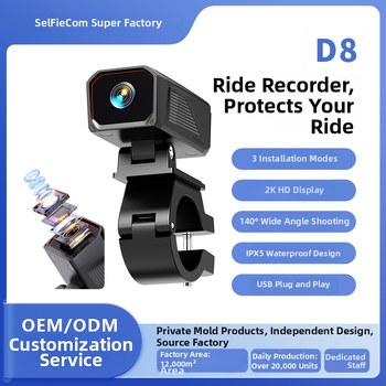 Palubná kamera D8 2K pre motocykle a elektrické vozidlá, napájanie cez USB, vodotesná, univerzálny držiak, Wi-Fi a ovládanie aplikáciou