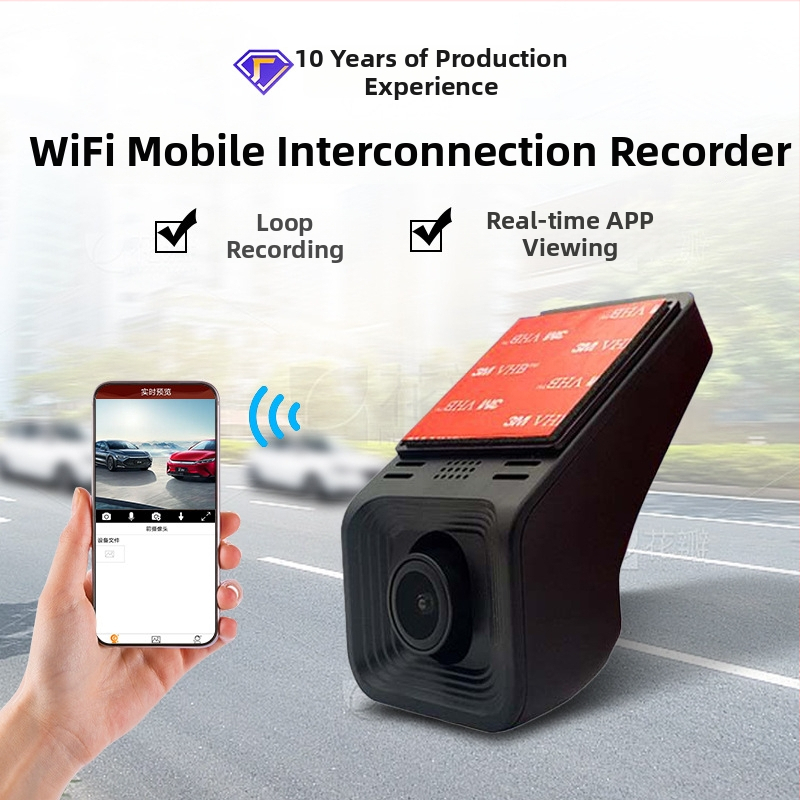 WiFi kamera do auta s bezdrôtovou inštaláciou, jednoobjektívový DVR pre evidenciu, 1080p